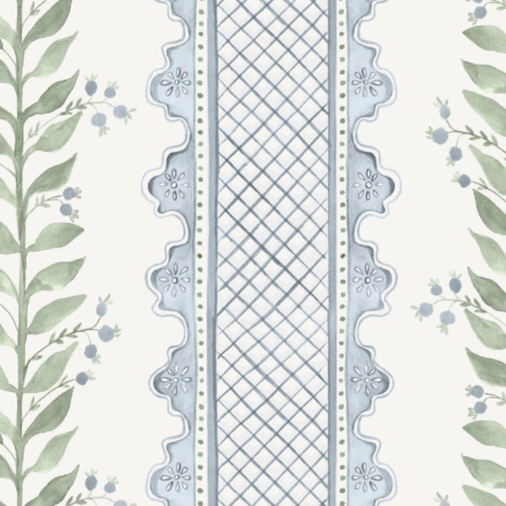 Celia Quiet Blue on Cream Wallpaper by danika_herrick