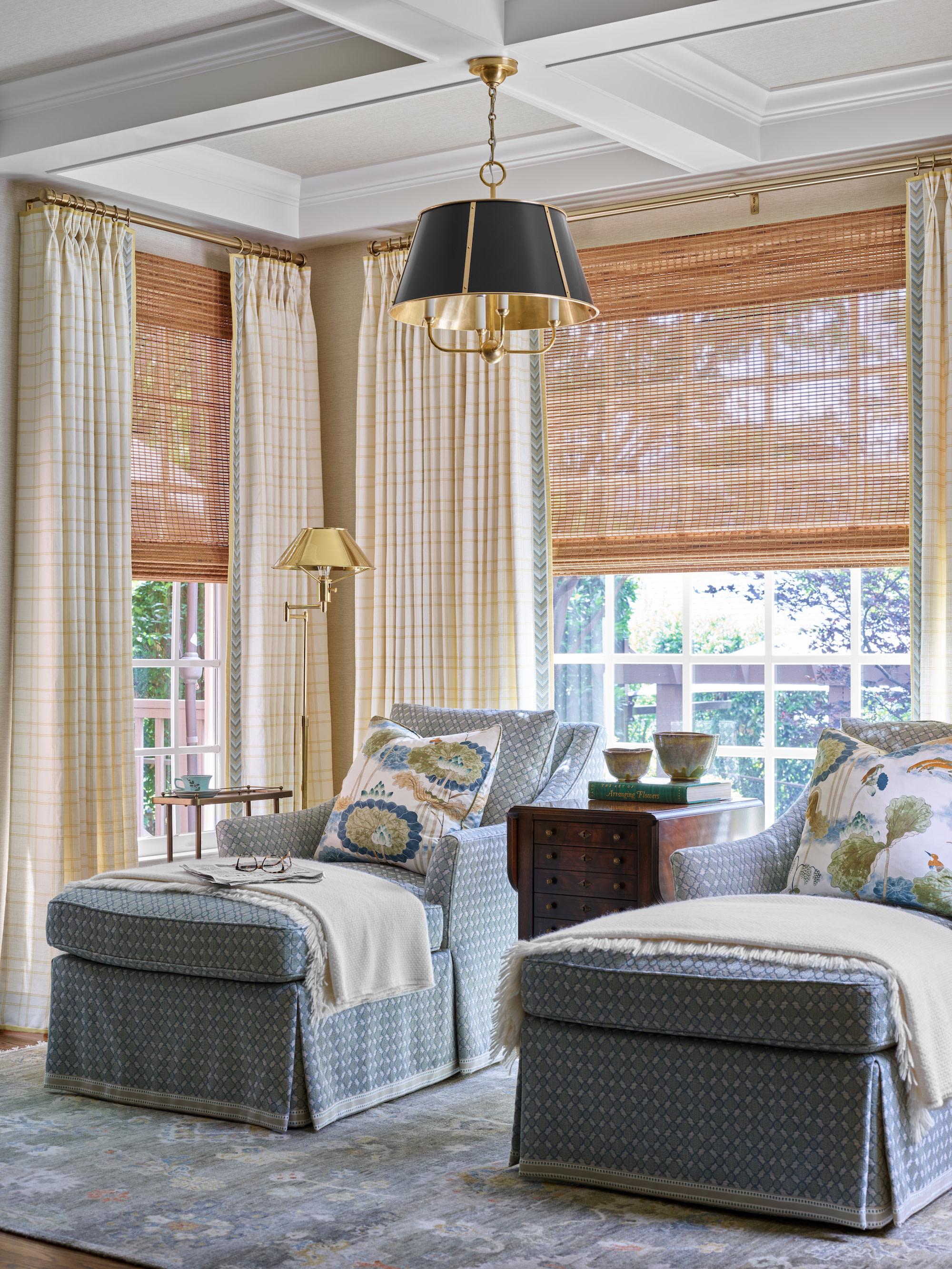 living room with window treatments