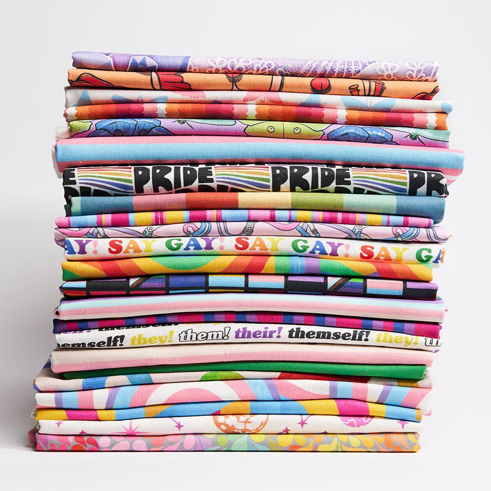 A pride inspired fabric stack.