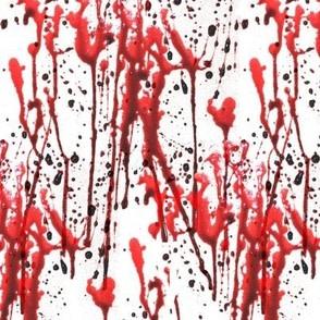 Blood splatter design on white