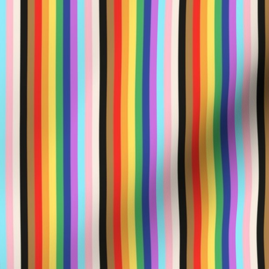 LGBTQ queer stripes rainbow pride flag vertical small Fabric Fabric