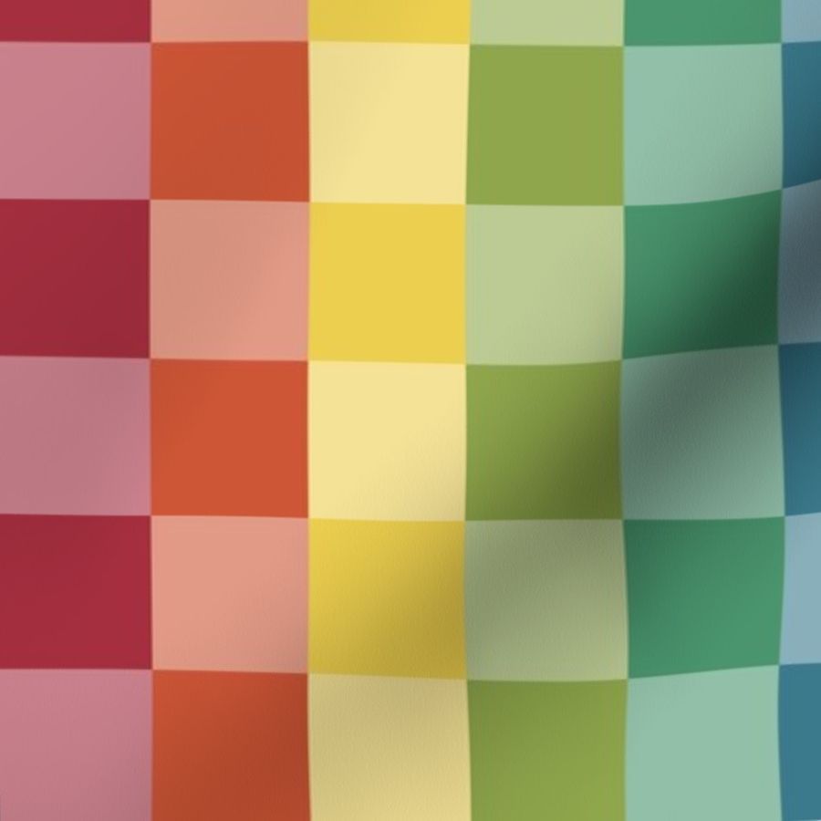 Rainbow Checkers Fabric Fabric