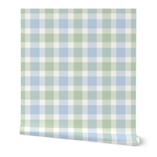 Gender Neutral Preppy Light Blue and Green Plaid - Baby Girl/Baby Boy Wallpaper: Peel and Stick