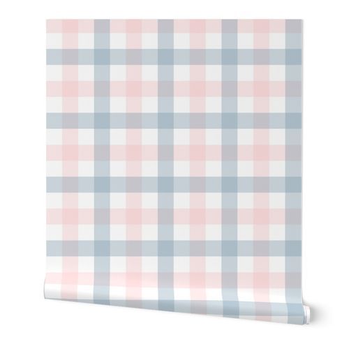 Gingham Pink & Blue Wallpaper: Peel and Stick