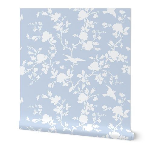 AMES Chinoiserie Silhouette in blueberry Wallpaper: Peel and Stick