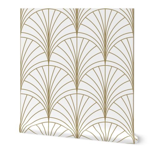 Floral Burst Gold on White Wallpaper: Peel and Stick