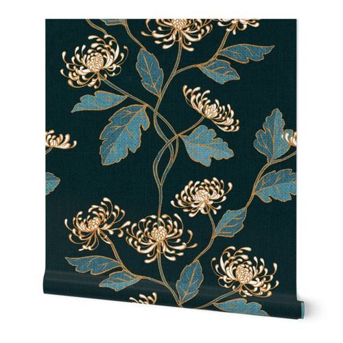 Chrysanthemum Nouveau Wallpaper: Peel and Stick