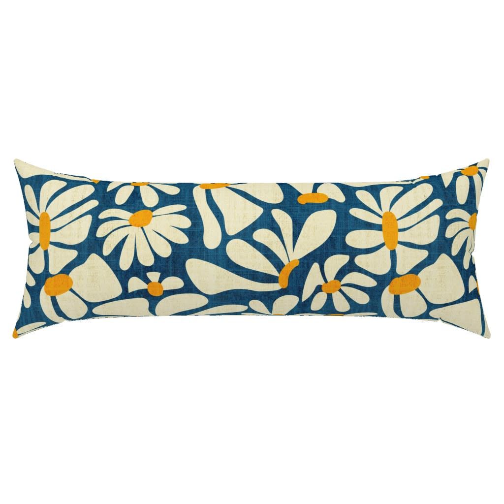 Abstract floral extra long lumbar throw pillow