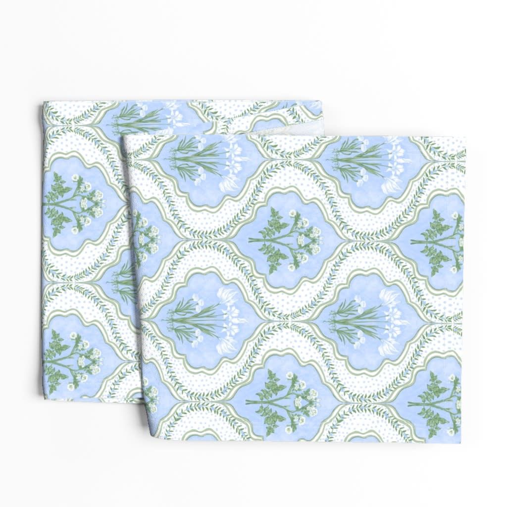 Light blue floral table runner