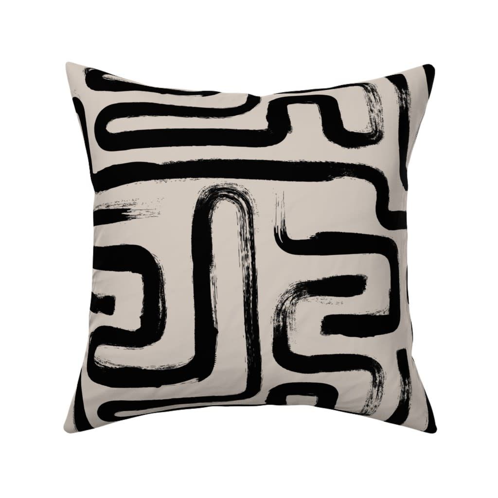 Black and cream line square throw pillows